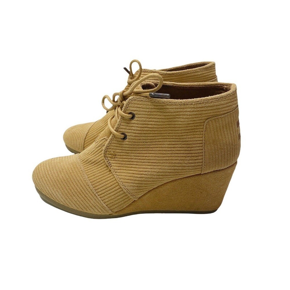 Toms Desert Wedge Womens Size 7 Tan Camel Suede Ankle Booties - Picture 3 of 9